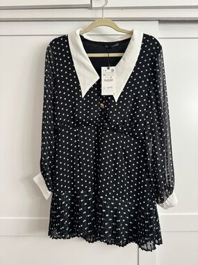 Zara Black and White Polka Dot Dress